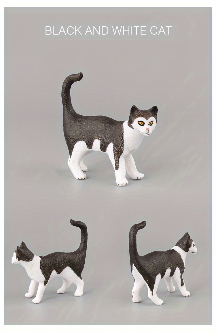 8PCS Small Black White Cat Figurines - InewTeck