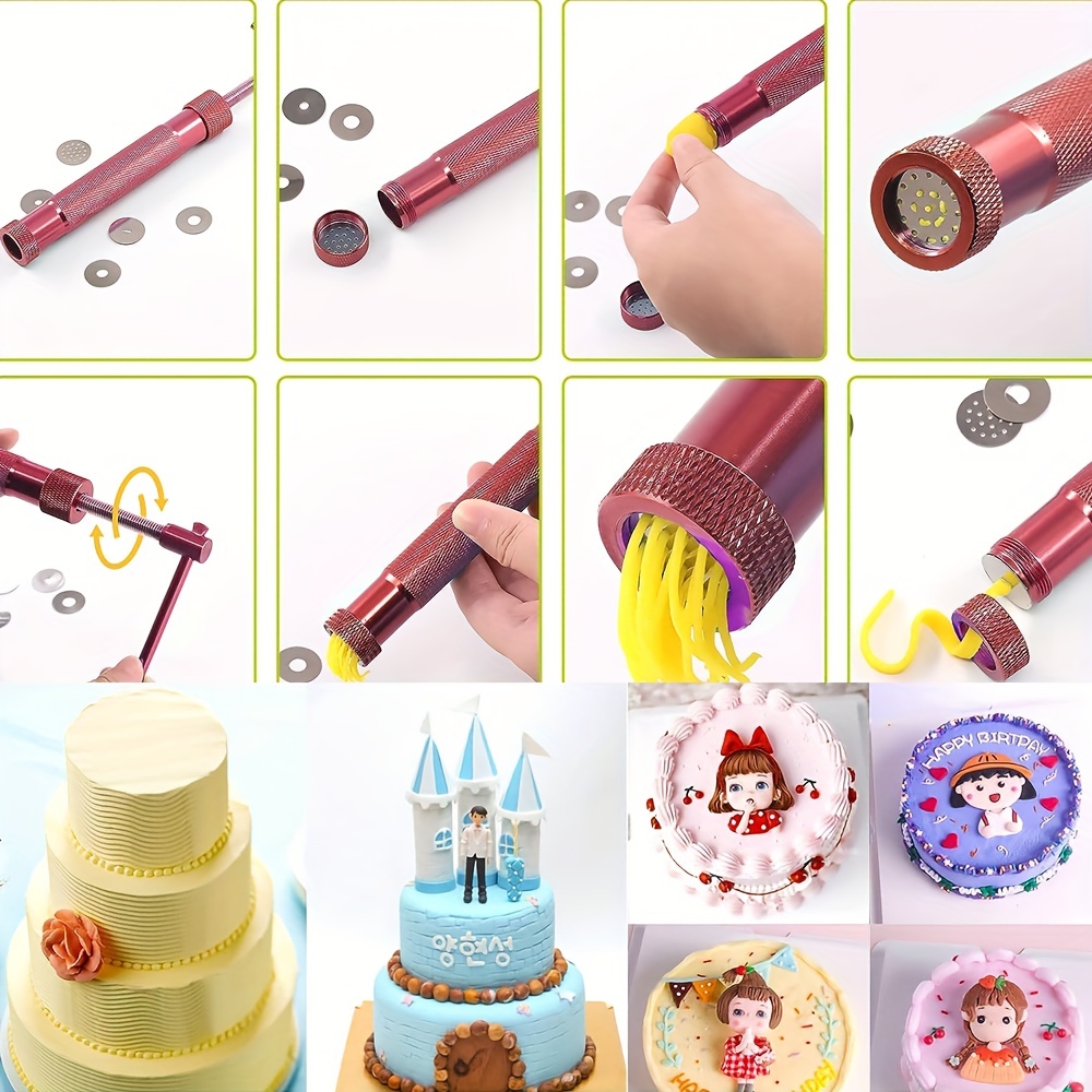 Clay Extruder Gun with 20 Tips Sugar Paste Extruder Cake Decor Tools,  Stainless Steel Rotary Crowded Mud Clay Extruder Craft Gun Cake Fondant