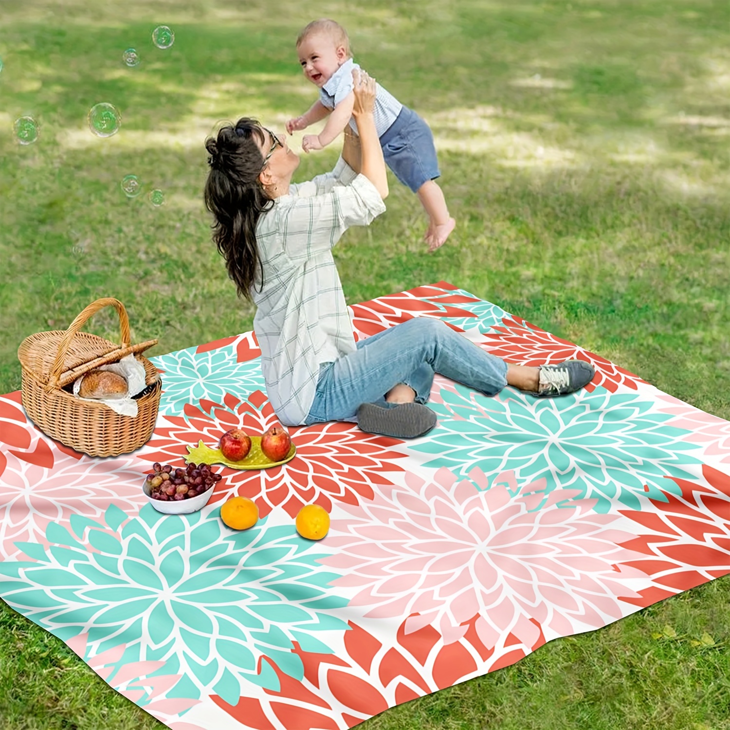 1pc Floral Print Outdoor Picnic Mat Lightweight Waterproof Perfect