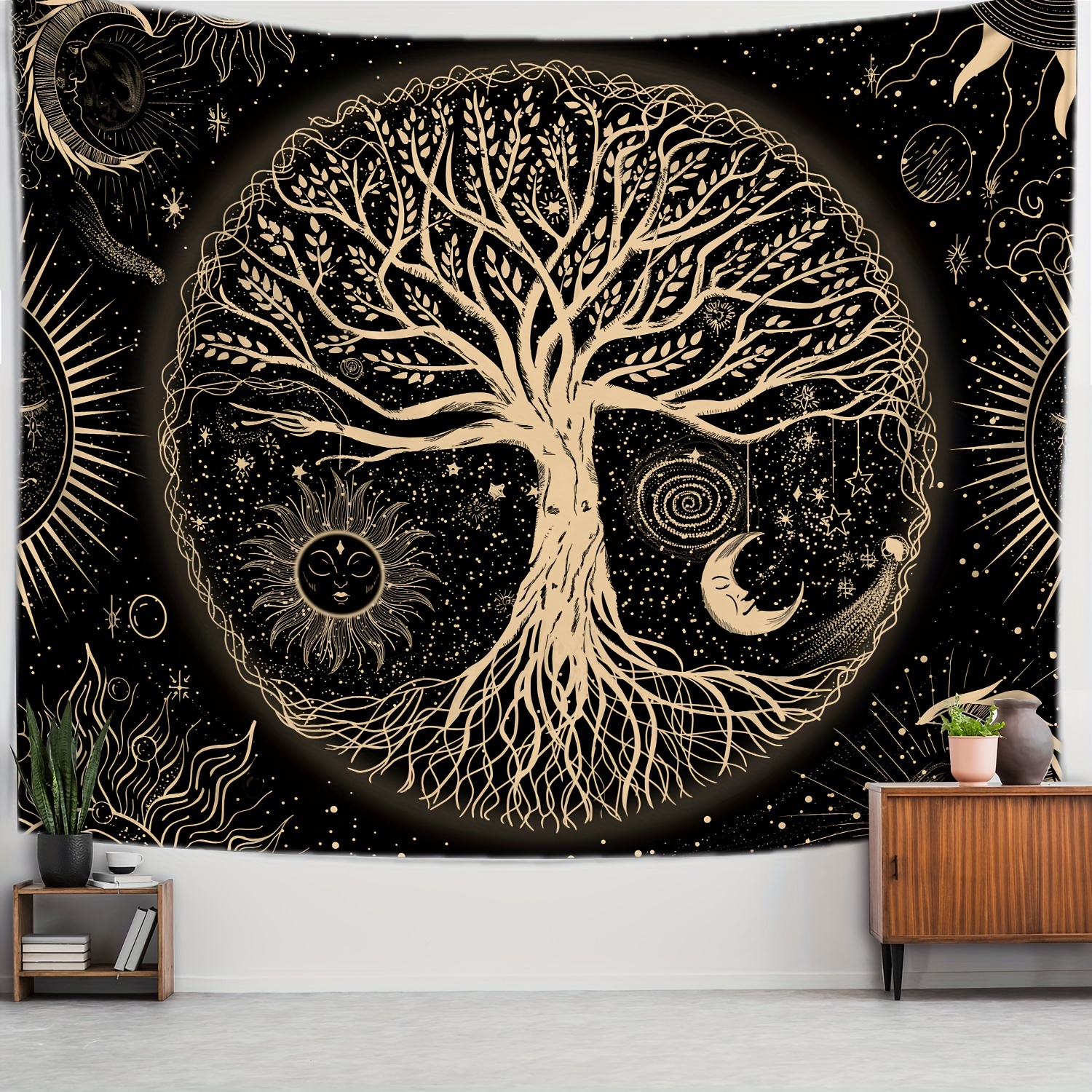 Golden Tree Life Tapestry Printing Tapestry Home Decor - Temu Canada