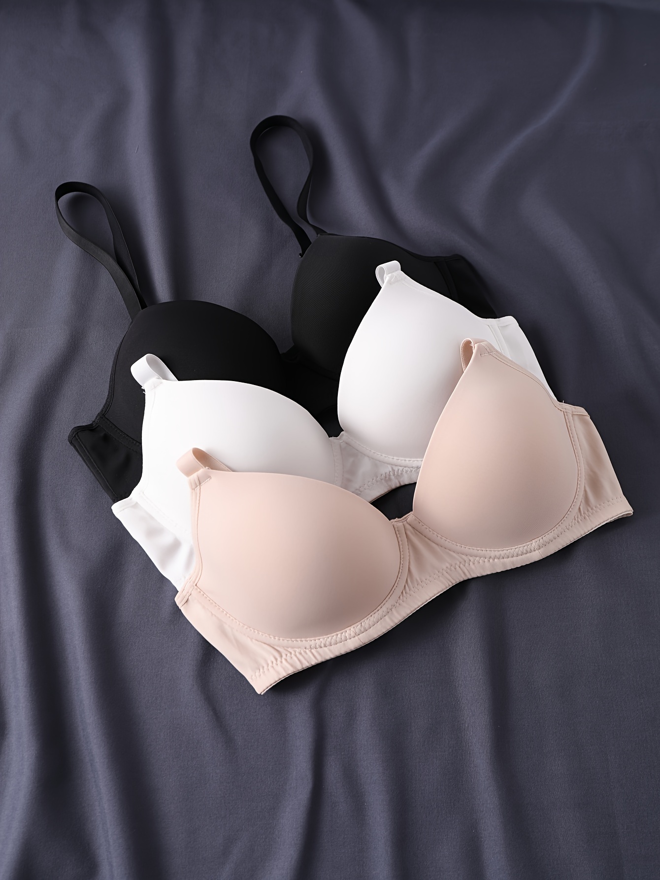 3 Pcs Minimalist Solid Seamless Bra, Comfy & Breathable Bra, Women's  Lingerie & Underwear