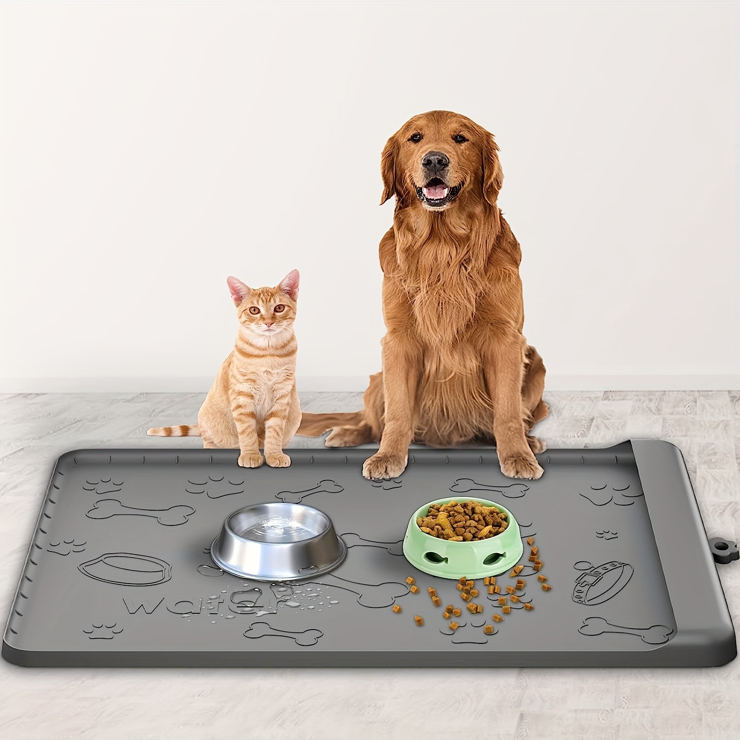 Dog Cat Pet Food Mat Dog Feeding Mat for Food and Water Silicone