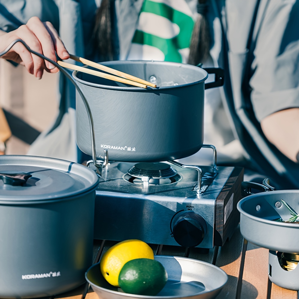 Camping Cookware Pots and Pans Set With Tea Kettle