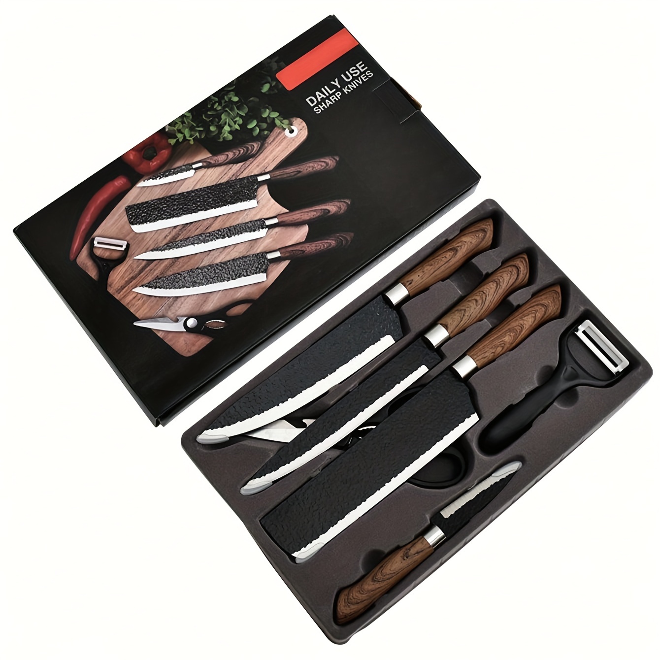 Knife Set Sharp Stainless Steel Chef Cutlery Kitchen Knives Meat