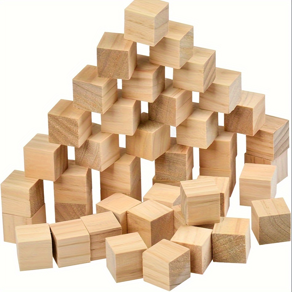 50pcs Wood Blocks For Crafts Pine Wood Square Blocks 1 Inch Unfinished Wood  Craft Cubes Natural Wooden Blocks Wooden Cubes For Model Making Crafts Diy  Projects