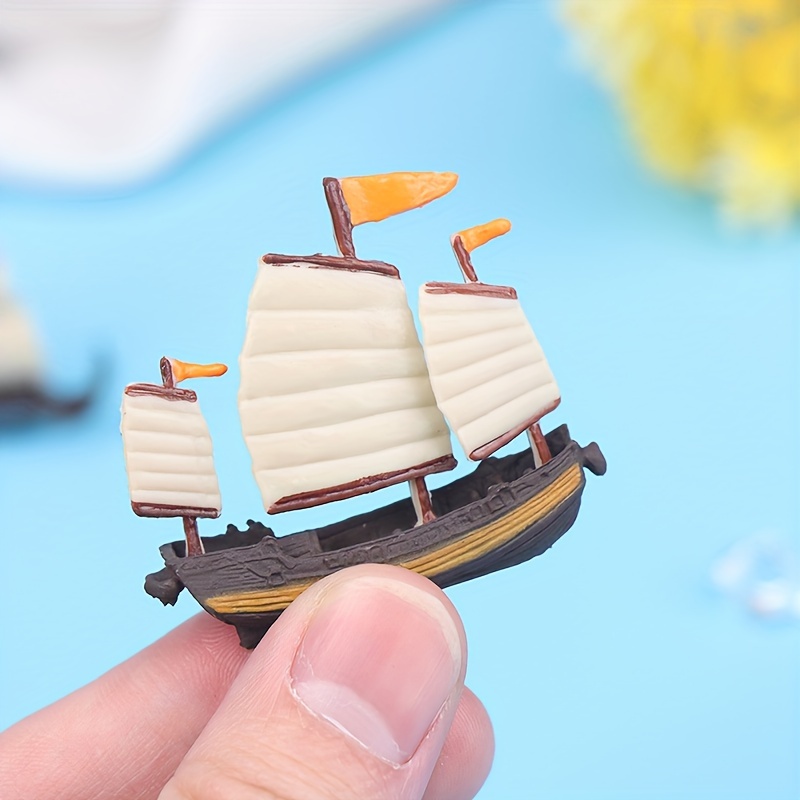 Dollhouse Miniature Model Mini Pirate Ship Sea Yacht Ocean - Temu