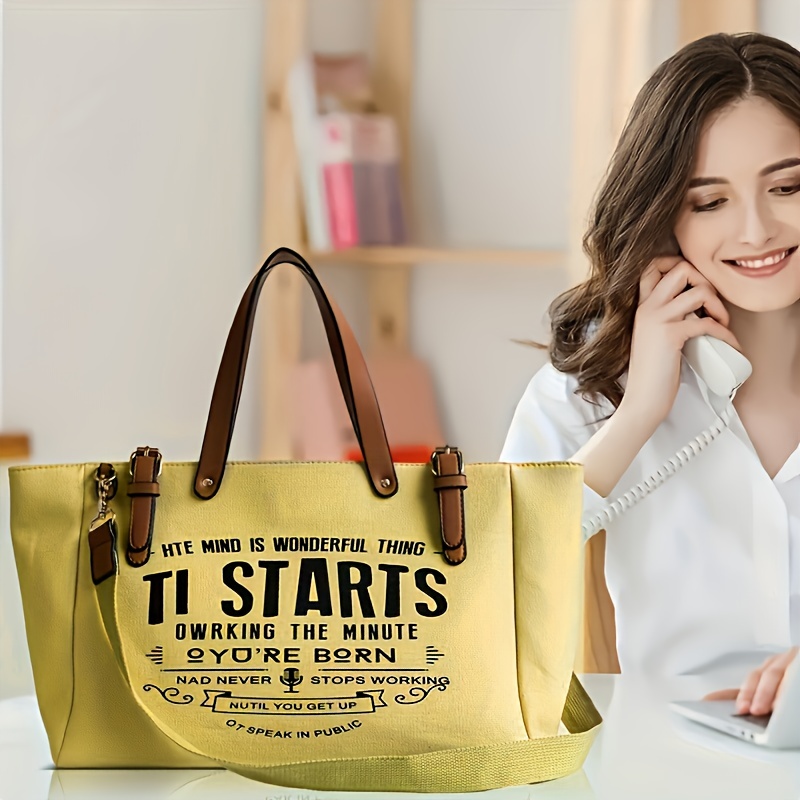 Vintage Printed Tote Bag, Large Capacity Shoulder Bag, Women's Simple  Handbag For Work & Travel - Temu