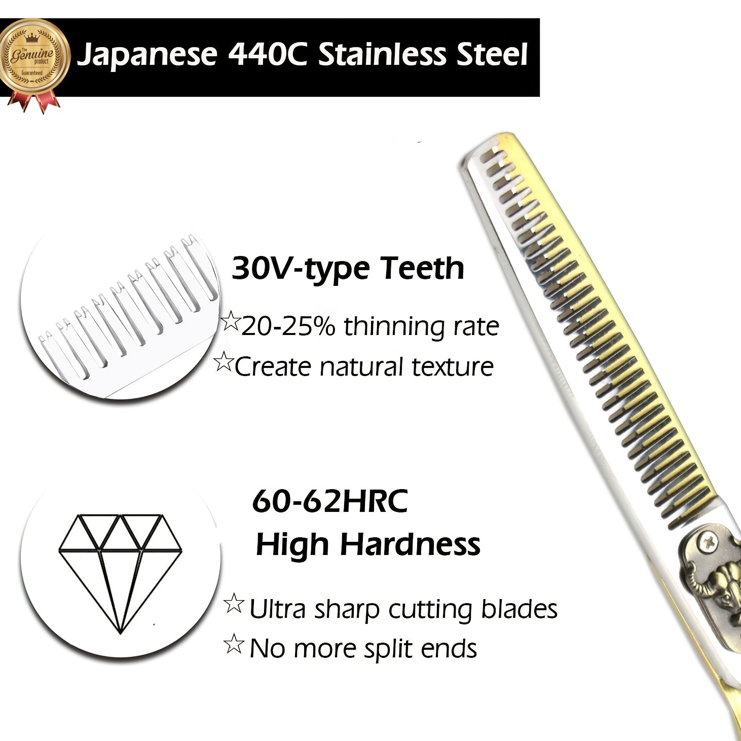 15 24 Cm Golden Hair Cutting Scissors Thinning Shears Professional Barber Salon