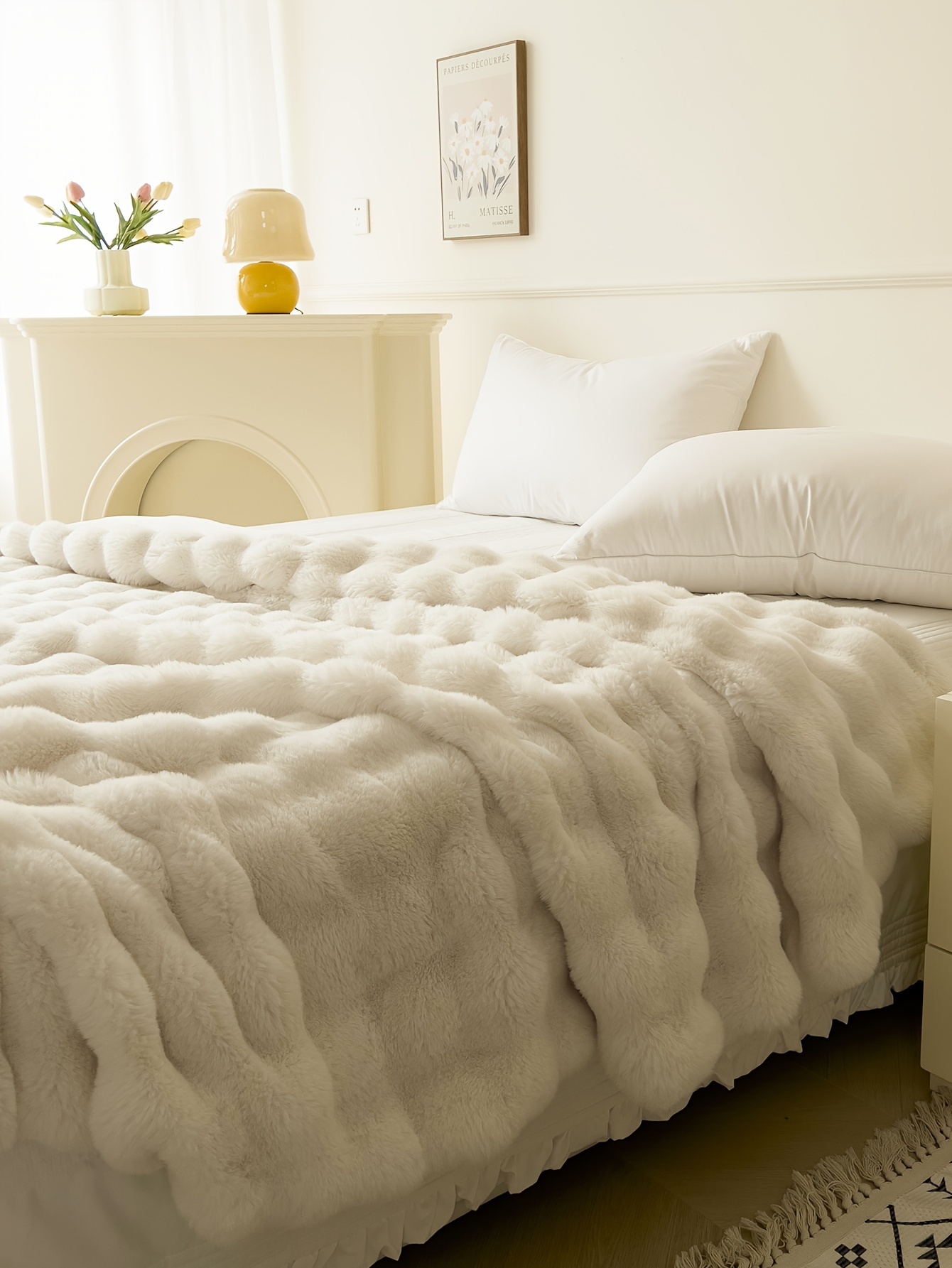 1pc solid color polyester thickened blanket   rabbit short plush blanket bed blanket multi purpose gift blanket for   details 8