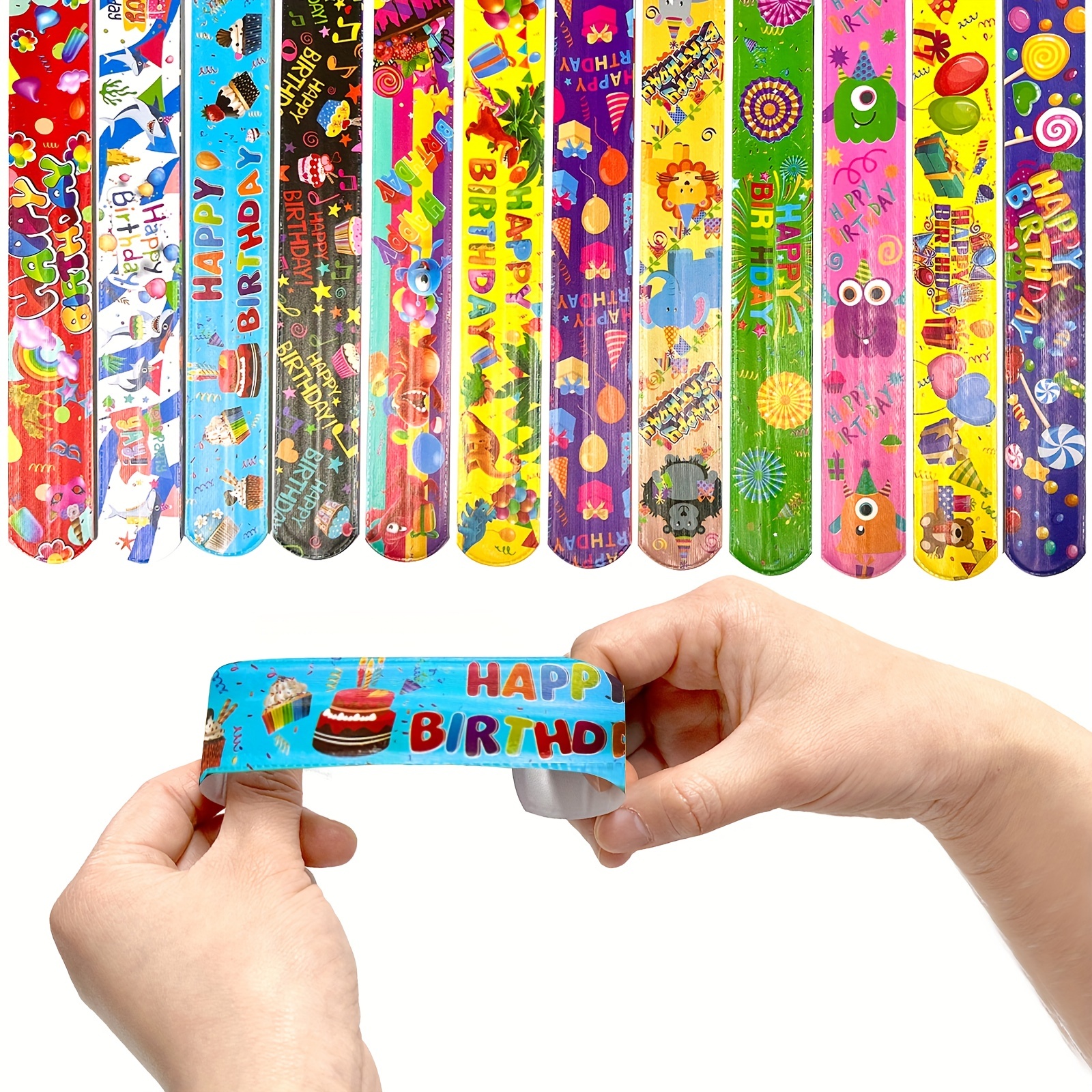  48 pulseras de feliz cumpleaños para niños, pulseras