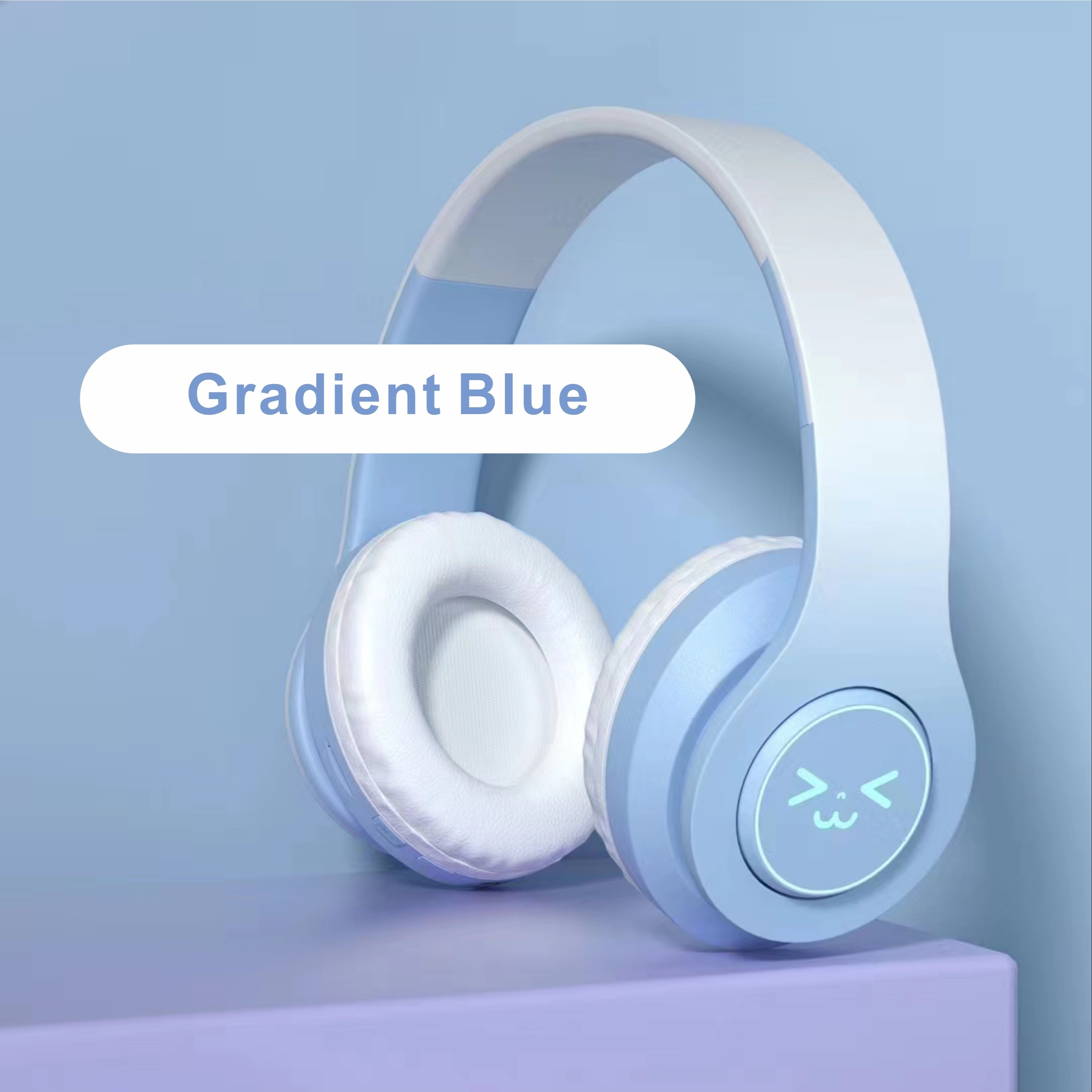 Luminous Wireless Headphones Gradient Blue White, Wireless  Lightweight Design with Long-Range Volume Control, Type-C USB Charging,  Ideal - Main Image