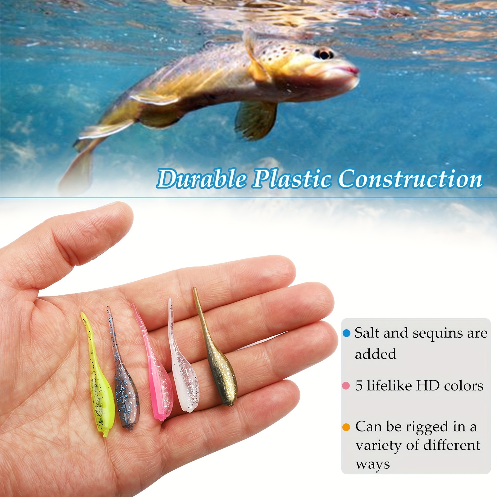 Tackle HD 24-Pack Leech Fishing Bait, 3-Inch Soft Plastic Artificial Leeches,  Bass, Crappie, Walleye, or Trout Lures, Fishing Lures for Freshwater, Green  Pumpkin 