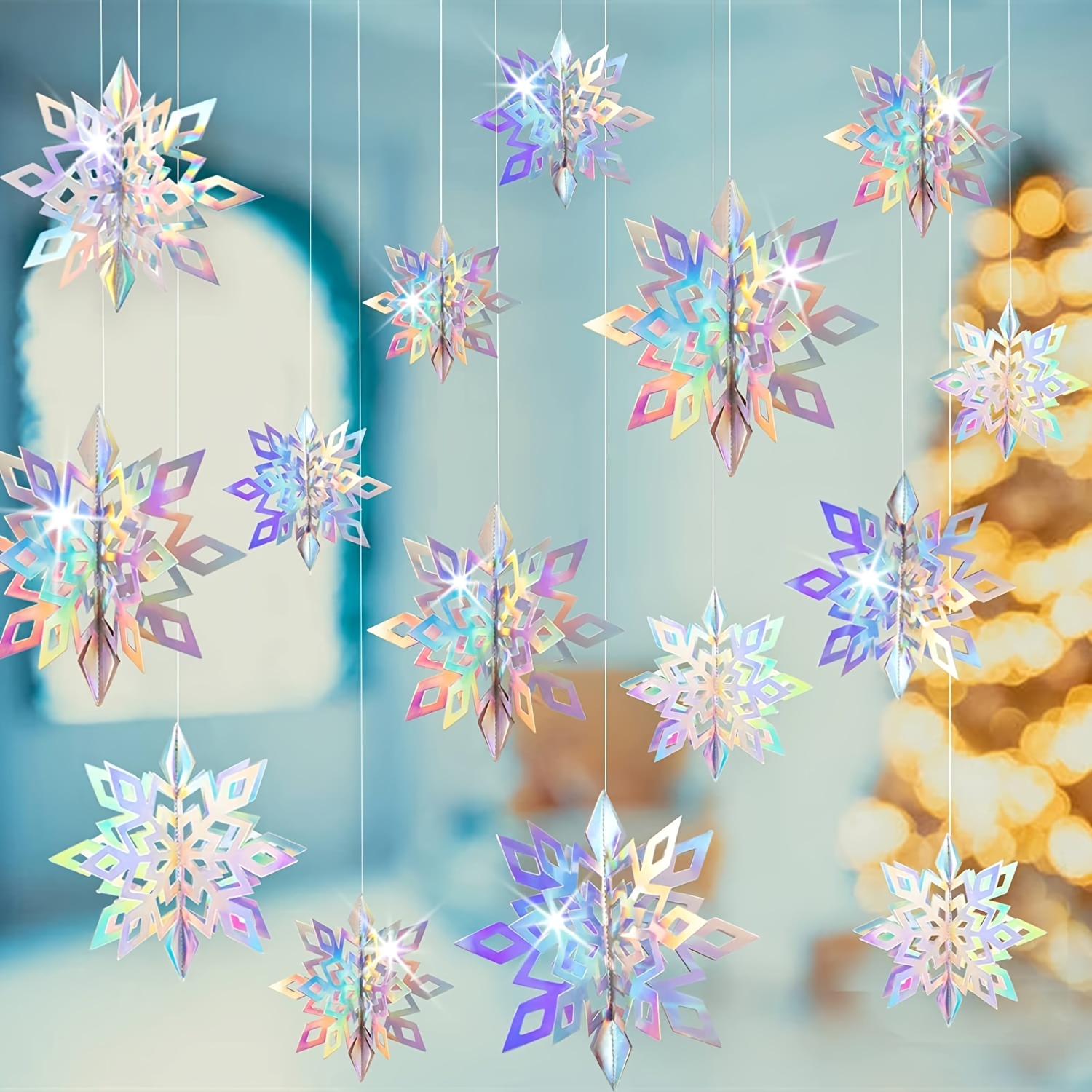 Winter Wonderland Snowflakes Party Decorations 3D Card Hanging Paper  Centerpieces for/Birthday/Christmastree/New Year/Baby Shower/Wedding  Party/Shopwindow Supplies - silver 