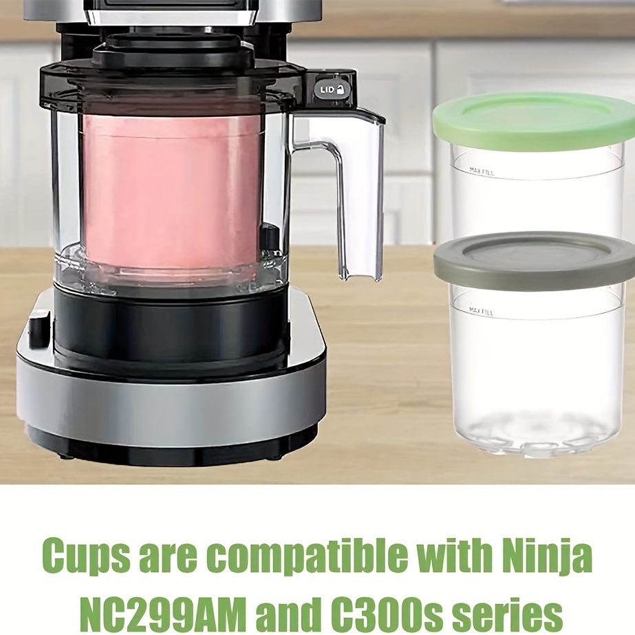Ninja NC301 CREAMi Ice Cream Maker,Silver & XSKPLID2CD Pints 2 Pack,  Compatible with NC299AMZ & NC300s Series Creami Ice Cream Makers, BPA-Free  