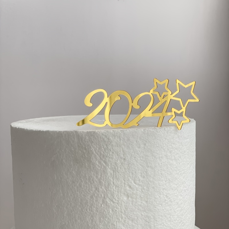 1pc 2024 Acrylic Cake Topper With Ins Style, For Christmas, New Year's And  Other Parties Cake Decoration