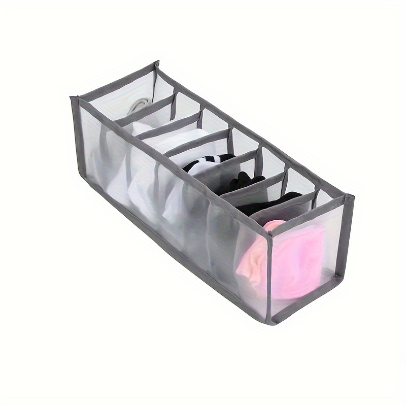 1pc Underwear Storage Box, Transparent Mesh Clothes Storage Box, Multi-grid  Foldable Drawer Organizer, Closet Organizer & Storage