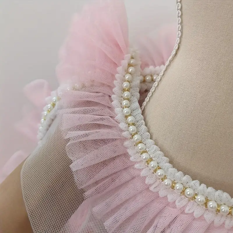 1 Yard Ruffle Trim Pearl Skirt Dress Doll Collar Ribbon - Temu