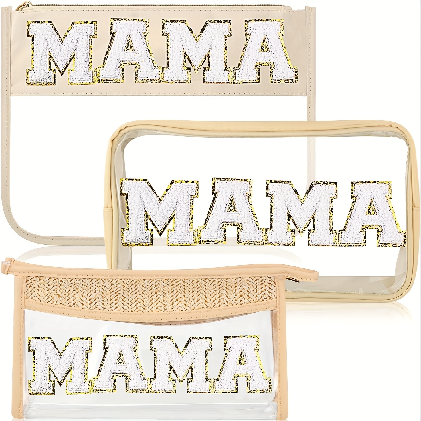 Mama Boho Clear Makeup Bag Chenille Letter Waterproof - Temu Australia