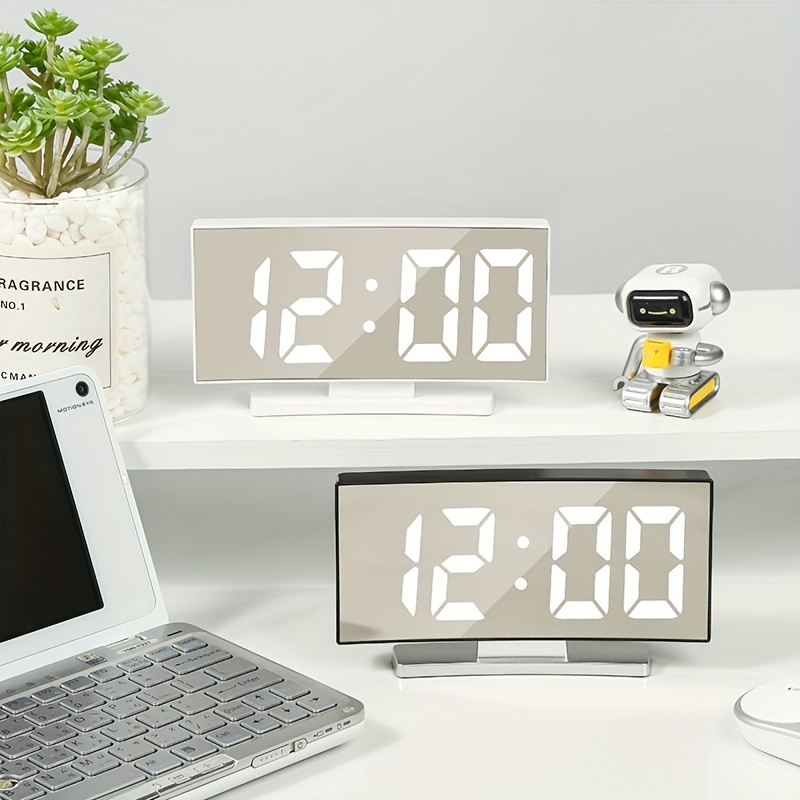 1 Pieza Nuevo Reloj Electrónico Moderno Con Led, Diseño Elegante Para  Estudiantes, Reloj Despertador De Mesilla De Noche Con Espejo, Silencioso