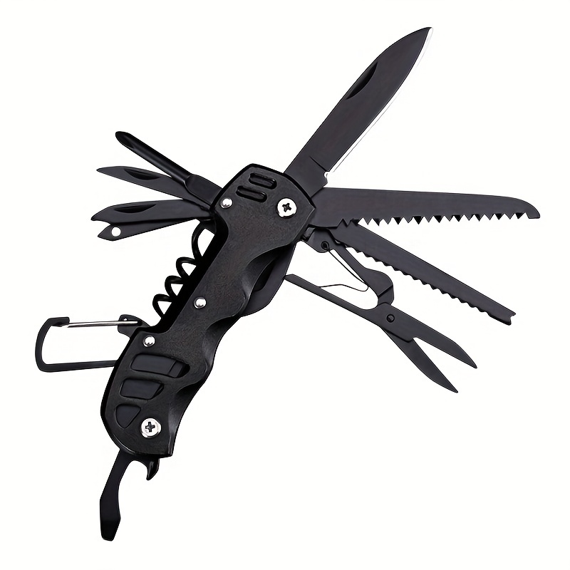 Swiss Style Multi-Tool Pocket Knife for Survival, Camping, Fishing, Hunting  and Hiking, Keychain Army Knife (Black) : : Sports & Outdoors