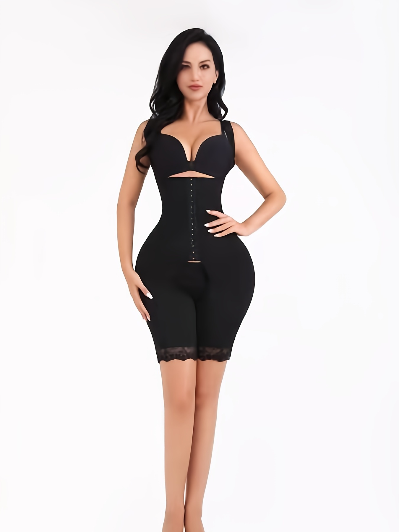 Black Color Women Bodycon Underwear Body Shapewear Open Crotch Bodysuit  Corset