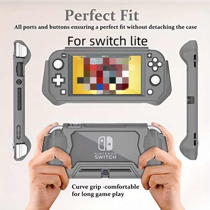 for nintendo switch lite protective case full protective switch lite protective sleeve tpu shock absorption and scratch resistance suitable for nintendo switch lite skin with bullet screensaver film and thumb grip cover details 8