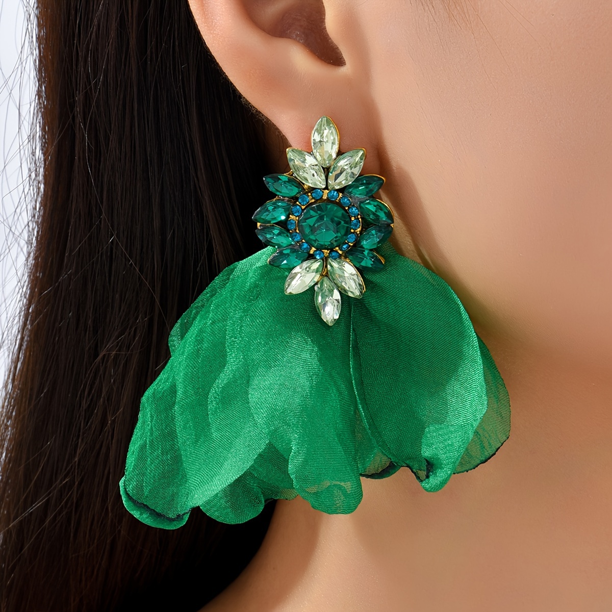 

Boho Style Dangle Earring Sparkling Flower Design Paved Shining Rhinestone Multi Colors For U To Choose Pick 1 U Prefer