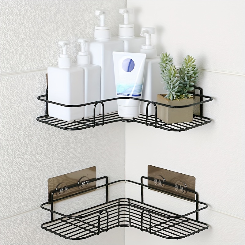 Solid wood shelf, non-perforated shelf, bathroom toilet wall-mounted  triangular waterproof storage rack