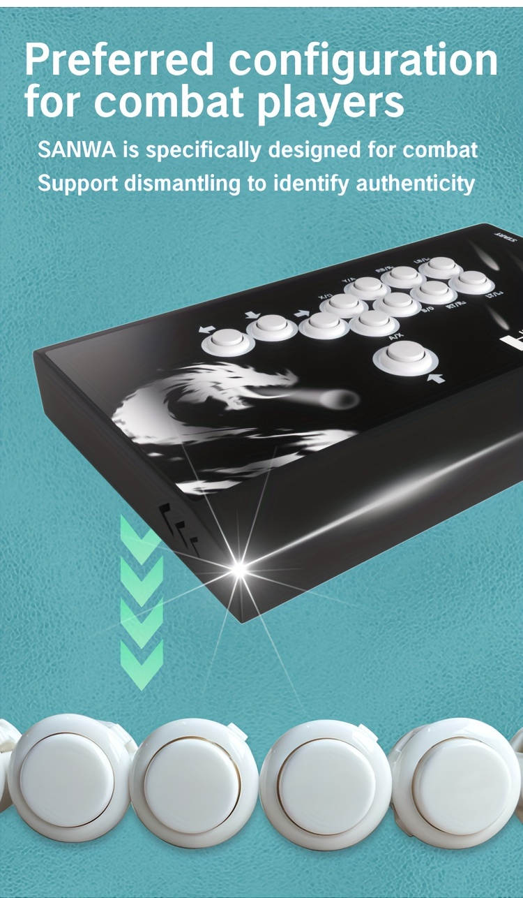 HITBOX Arcade Fighter For Rocker Street Fighter 6 Fighter King Computer  Game Controller Steam Sanhe Button Metal Material Game Keyboard USB  Interface