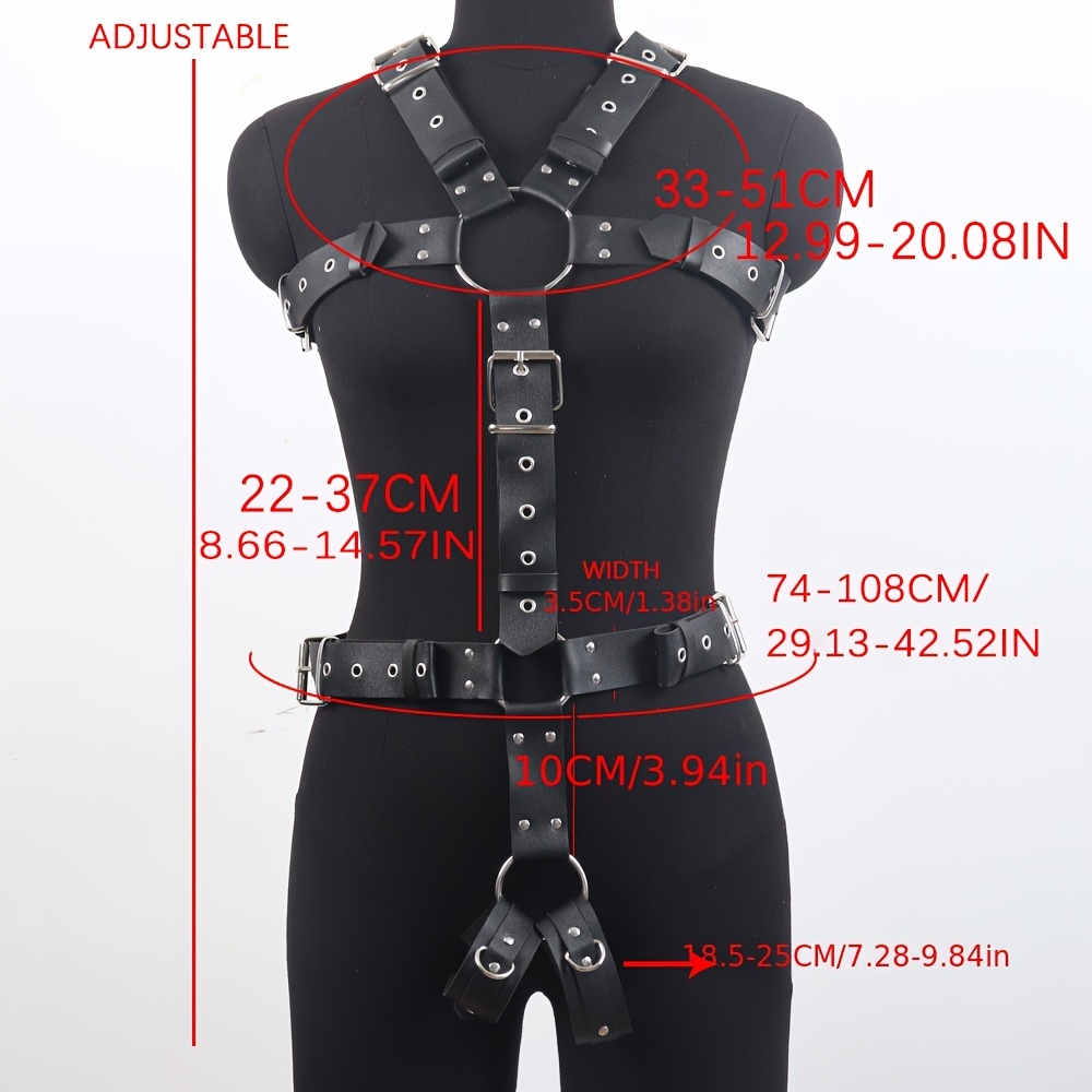 Buy Men's Leather Body Chest Harness Belt Adjustable Buckles Ring