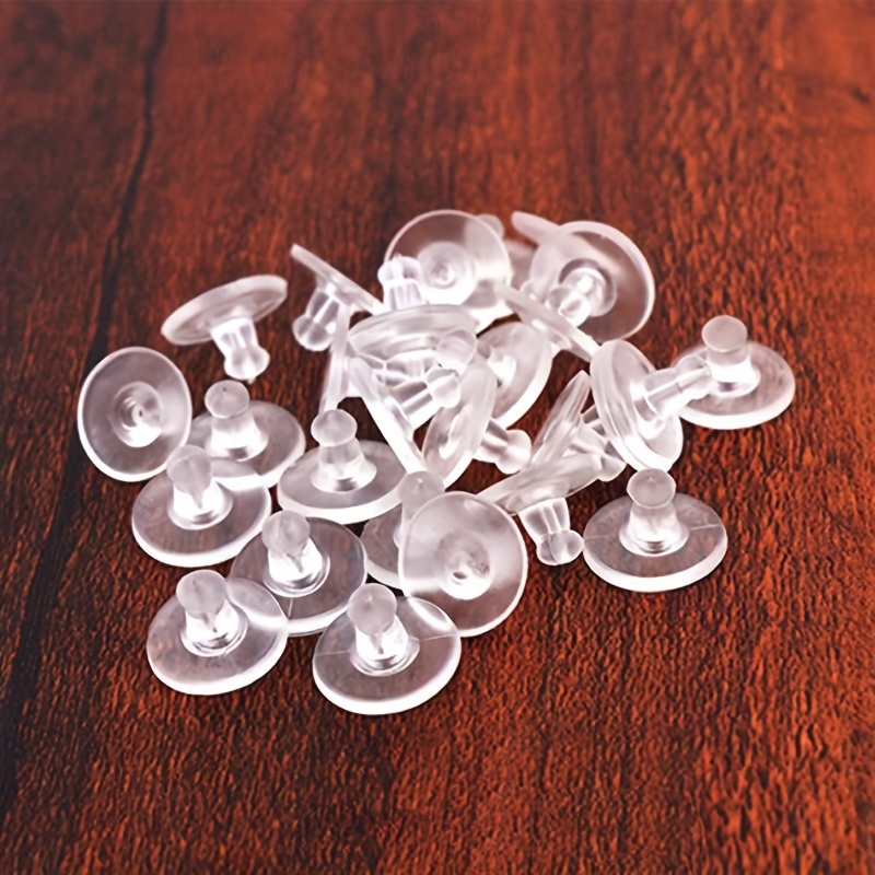 200pcs Of Ear Plugs Plastic Ear Stud Plugs Round Silicone Transparent Ear  Plugs Jewelry Accessories Earring Pin Back Replacement