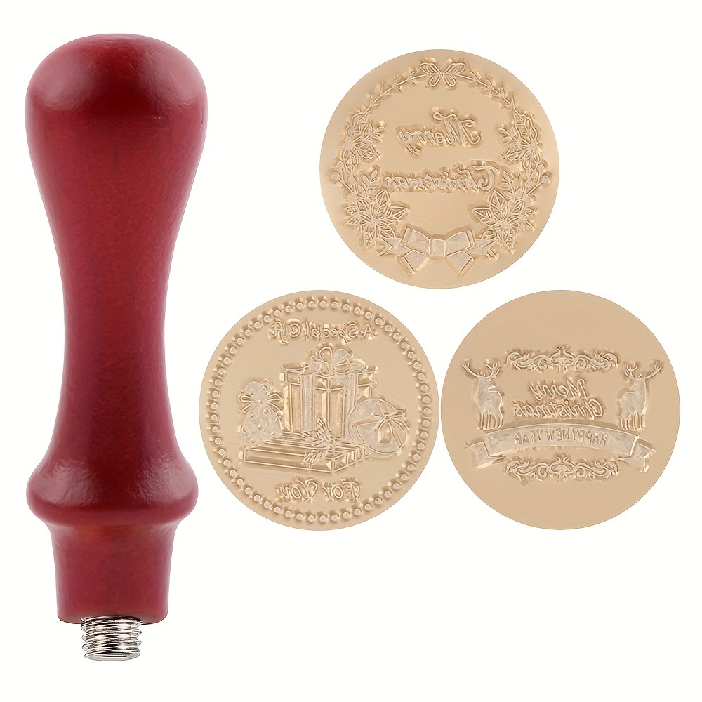 Christmas Theme Seal Set Round Wooden Rubber Stamps For - Temu