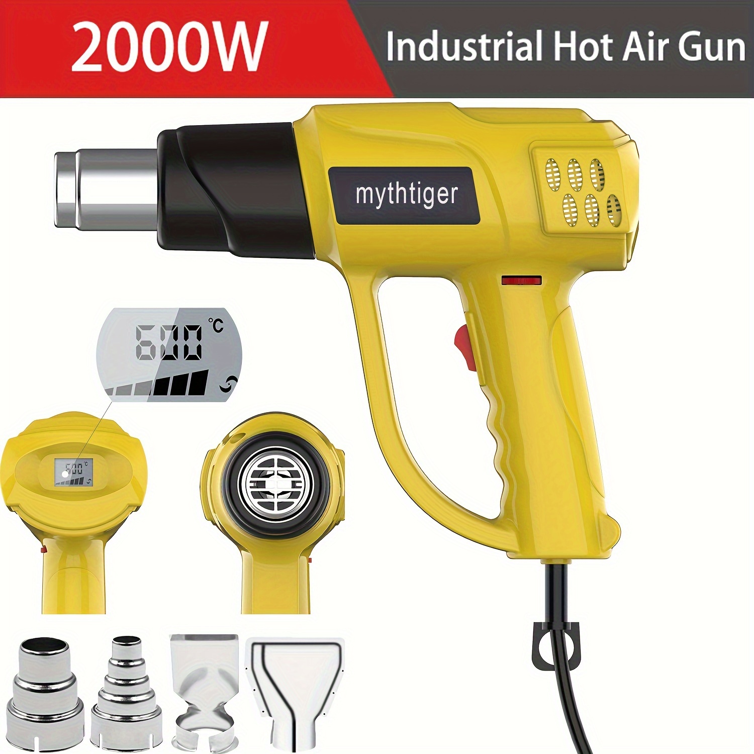 Hot Air Gun,Heat Gun 2000W Variable Temperature Adjustable with 4