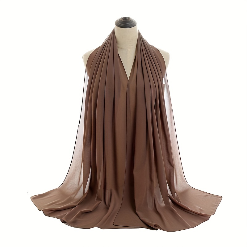75D Pearl Chiffon Long Scarf Plain Scarf For Men Women