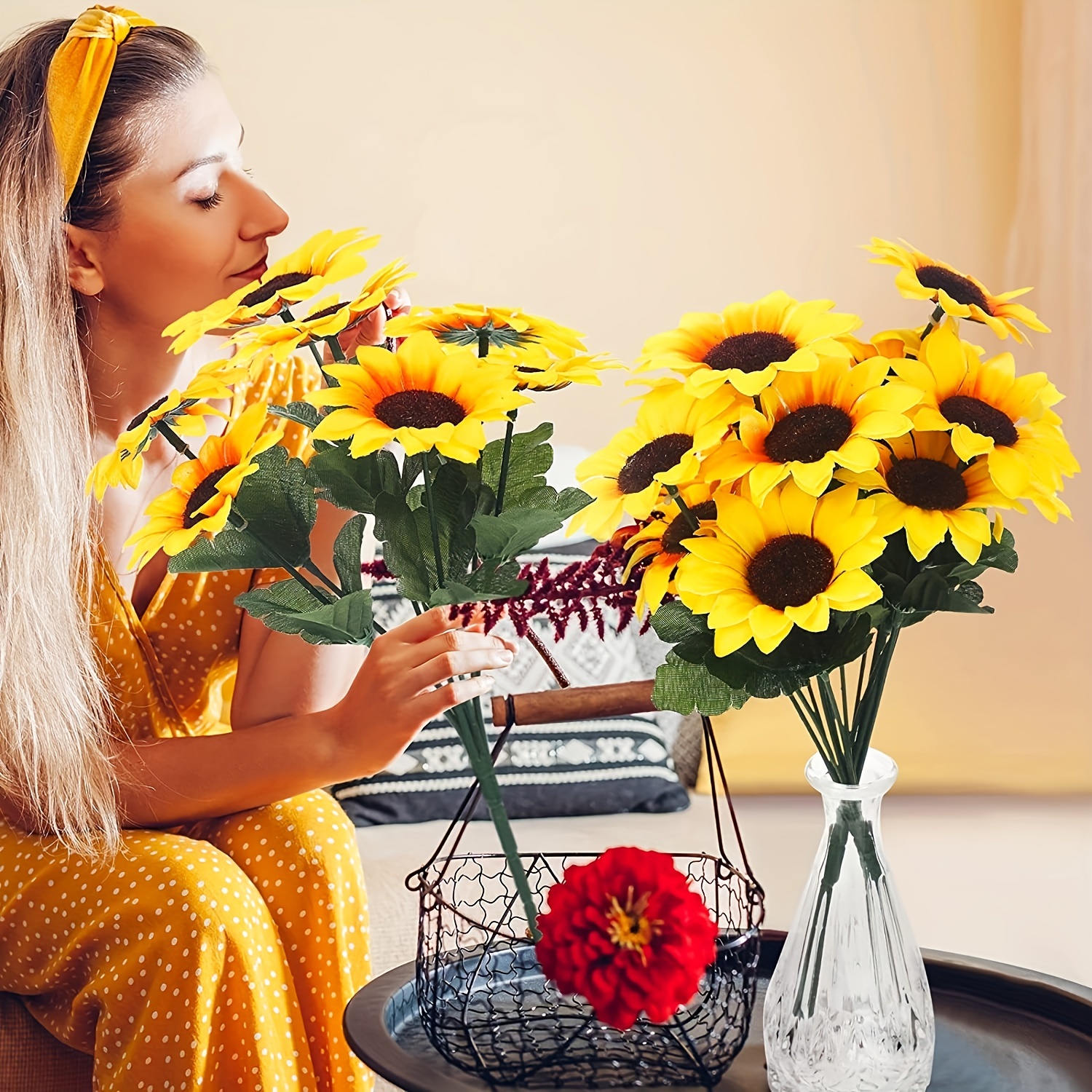 4 Pezzi Fiori Artificiali Girasoli Giardinaggio Domestico - Temu Italy