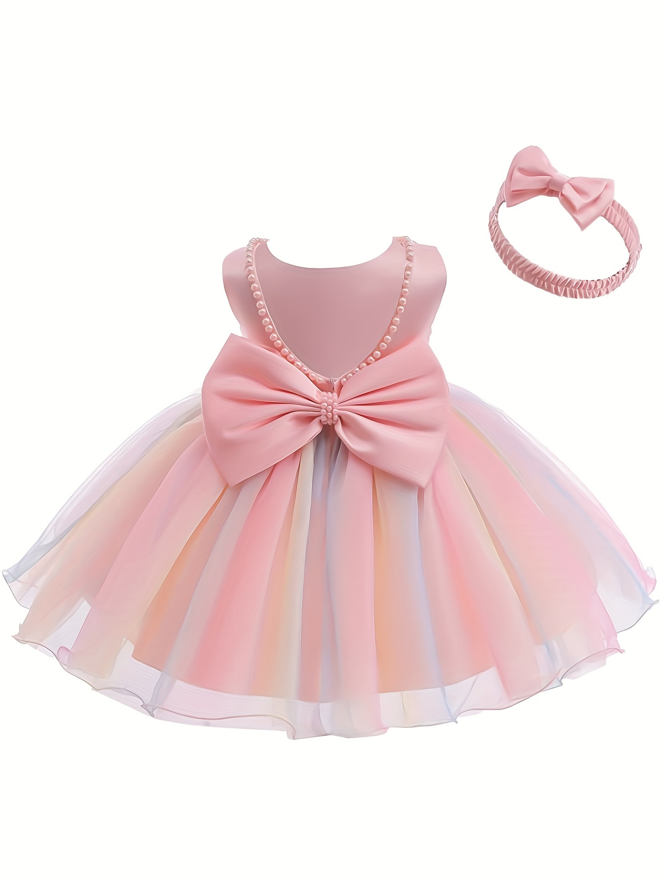 Make Her Feel Like A Princess: Adorable Toddler Gala Dress With Big Bow And Colorful Mesh Back