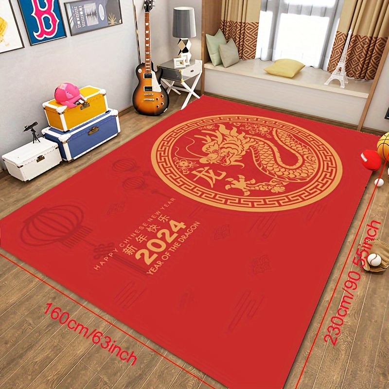 Chinese Golden Dragon Chinese New Year Festive Area Rug,indoor