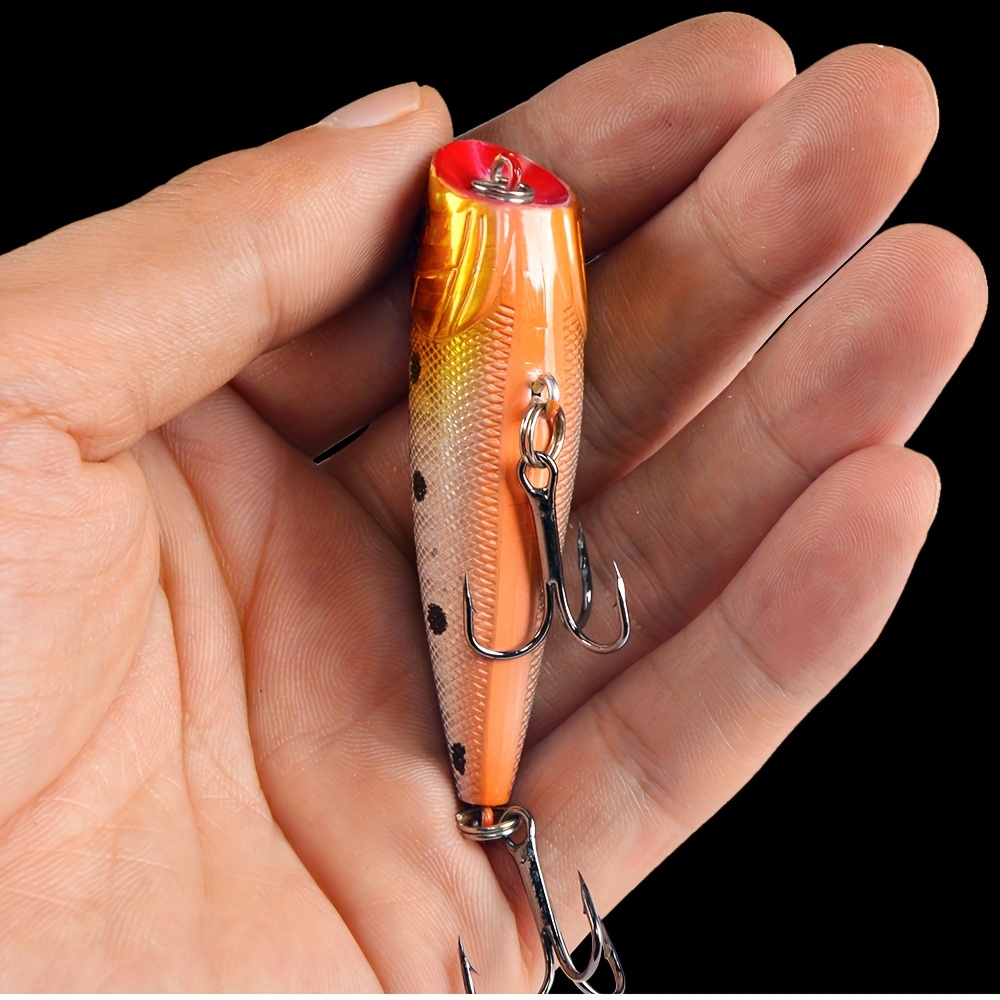 The Time Fishing Popper Lure Hard Fishing Baits Top Water Lure Saltwater  Fishing Bait Artificial Bait For Bass Pesca Trout Fish Color: Color 02 New  Hook