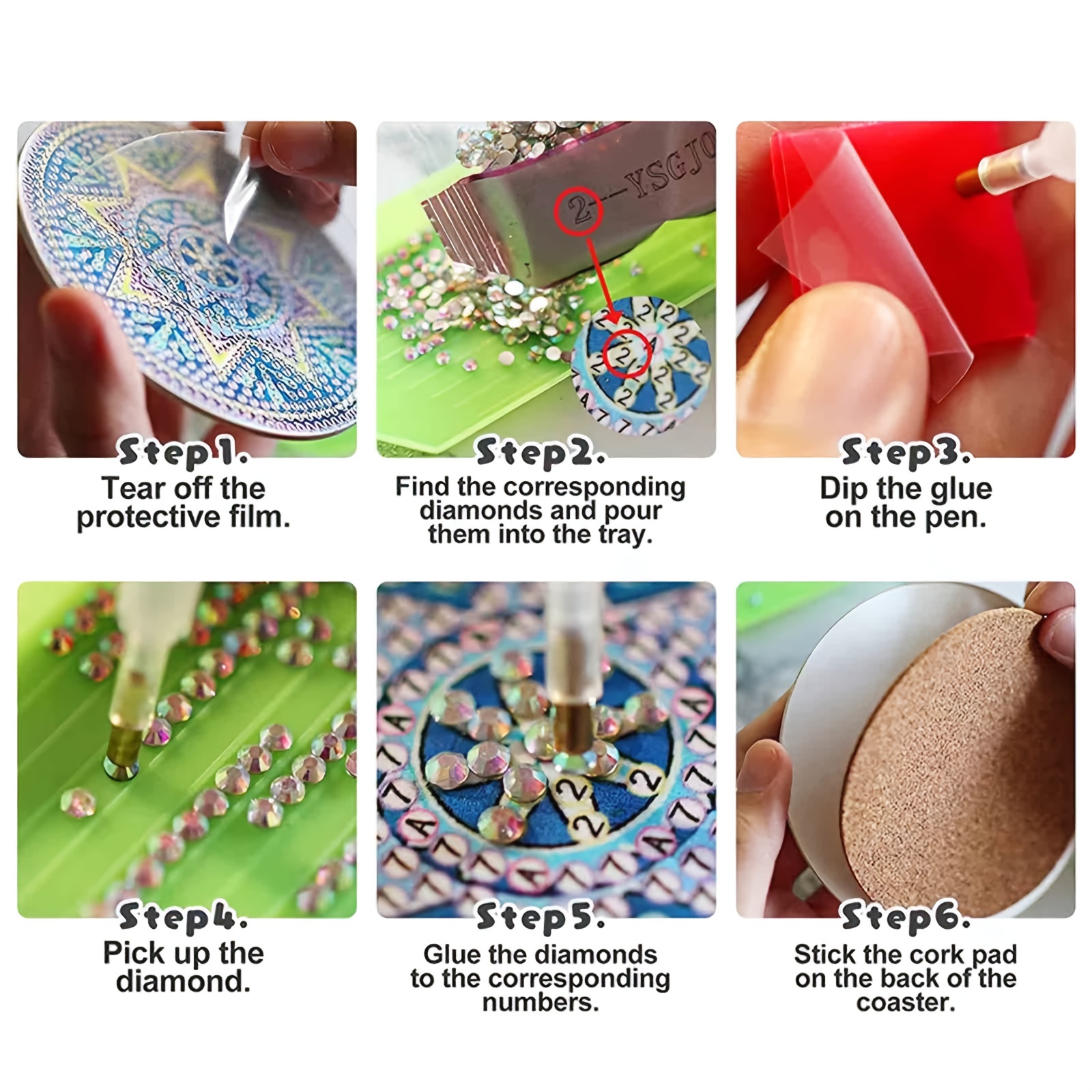 Diamond Painting Coasters With Holder, Diy Mandala Coasters Small