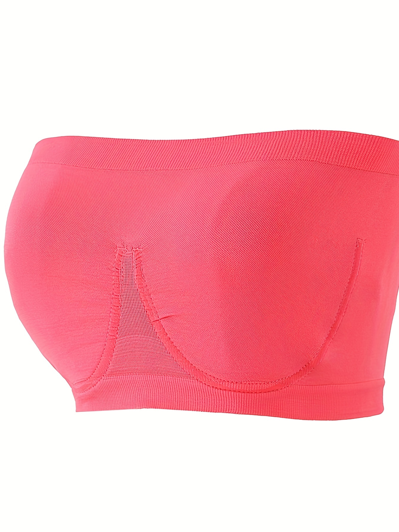 Solid Strapless Bandeau Bra Invisible Push Stretch Everyday - Temu Canada