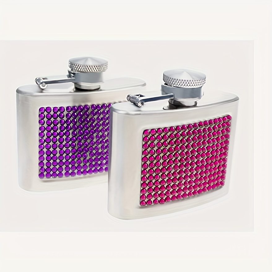 Studded Hip Flask Rhinestone Decor Stainless Steel Liquor - Temu