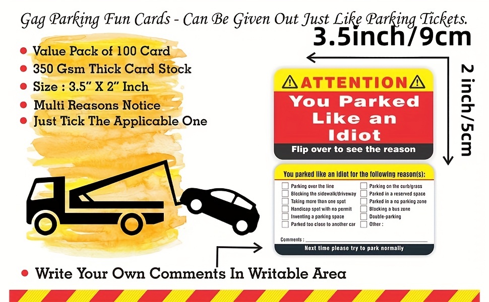 50pcs Funny Business Cards, Bad Parking Cards Multi Reasons Violation  Stocking Stuffers For Adults