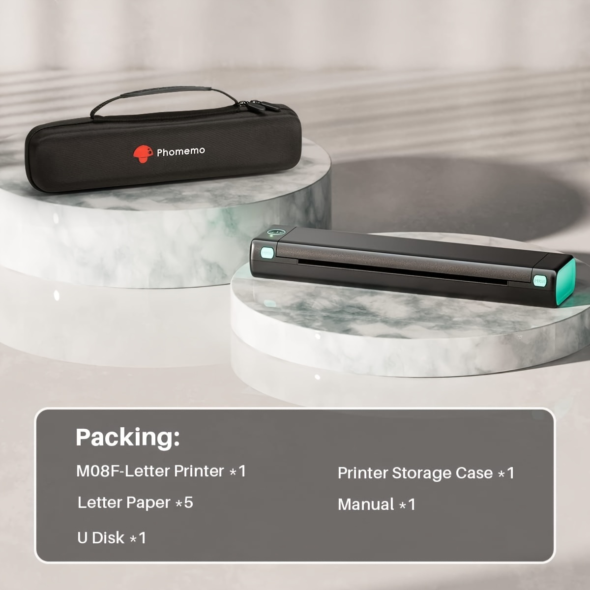 Phomemo Imprimante portable – Imprimante portable sans fil pour voyage  compatible avec iOS et Android et ordinateur portable, mini imprimante  mobile
