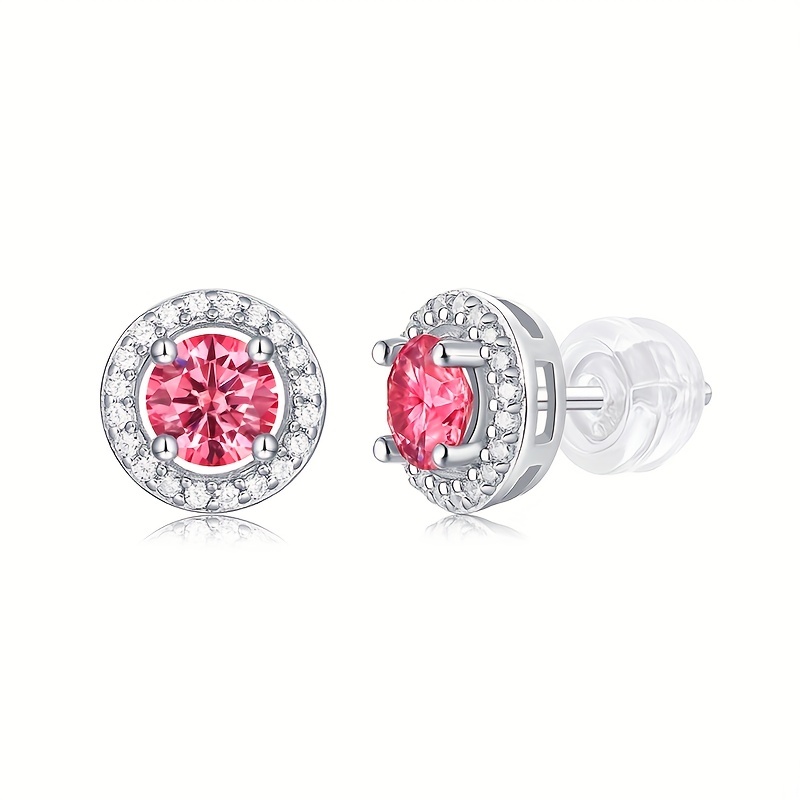 Pink sale moissanite earrings