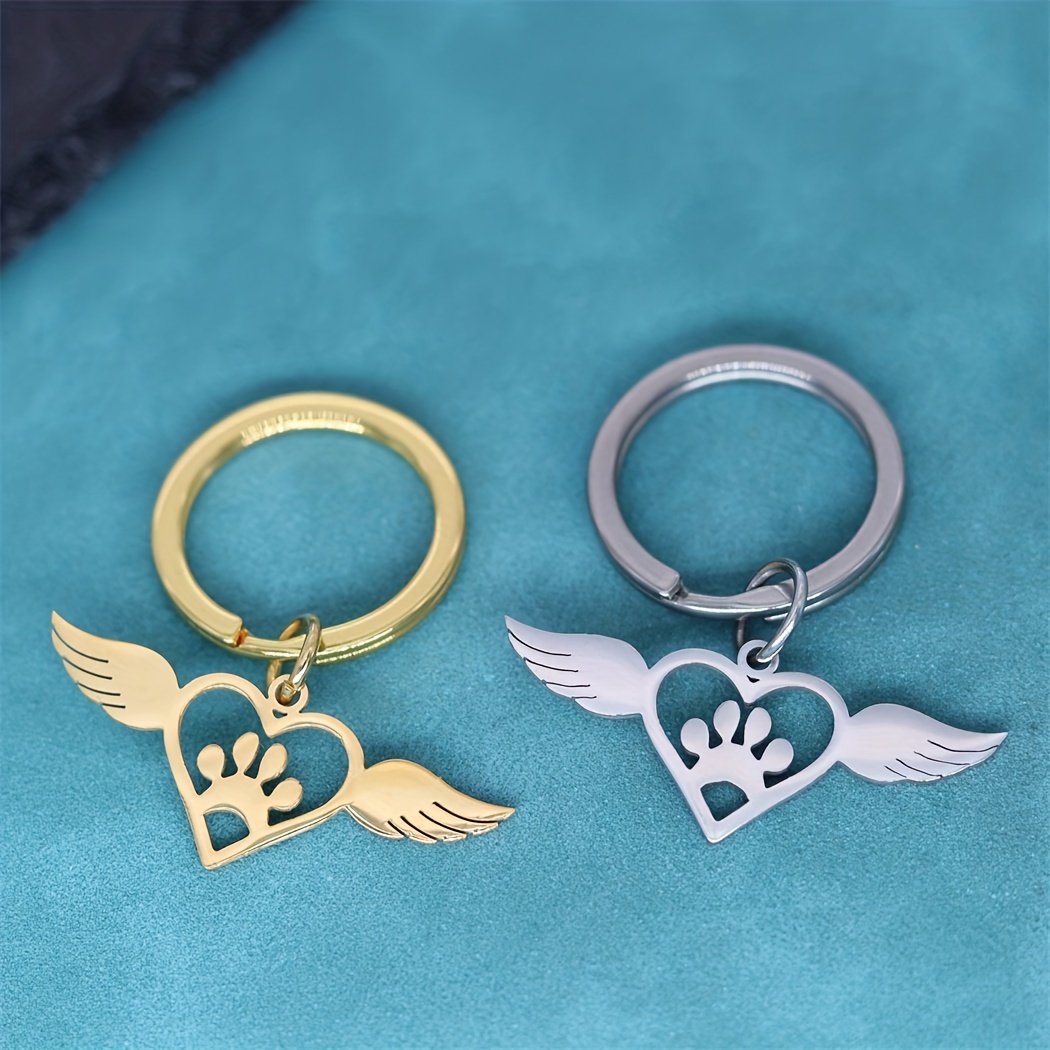 Love Angel Wings Dog Keychain