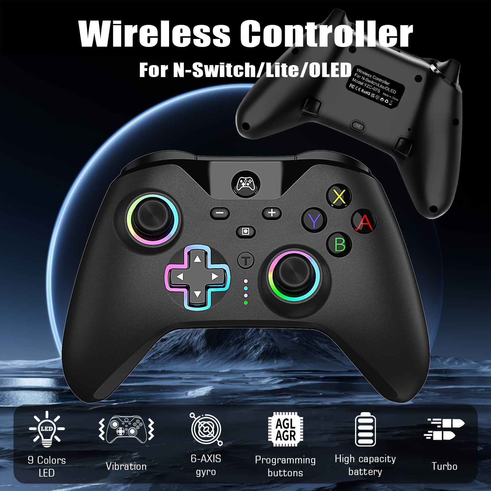 Manette Switch de jeu sans fil pour Nintendo Switch, Switch Lite, Switch  OLED, avec Programmable Turbo