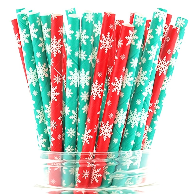  Frozen Snowflake Straws (25 Pack) - Christmas Straws, Teal  Green Blue Paper Straws, Winter Snow Flakes Party Supplies : Health &  Household