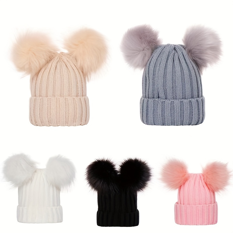 12pcs/set 3.94 Imitation Faux Fur Pom Poms For Beanies Three Colors DIY  Hat Accessories Beanie Decorations For Women Girls