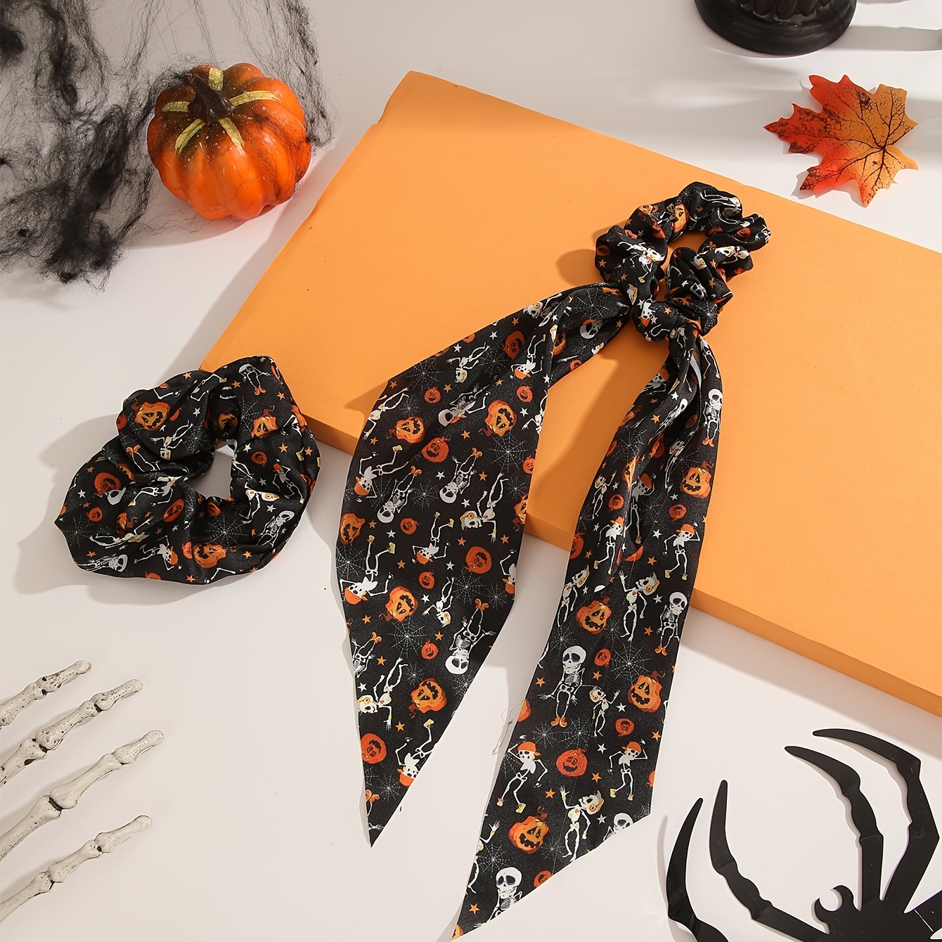 Halloween Hair Scarves Tie Pumpkin Skull Pattern Hair Ring Ponytail Holder  Hair Rope Women Girls Hair Accessories - Temu Bulgaria