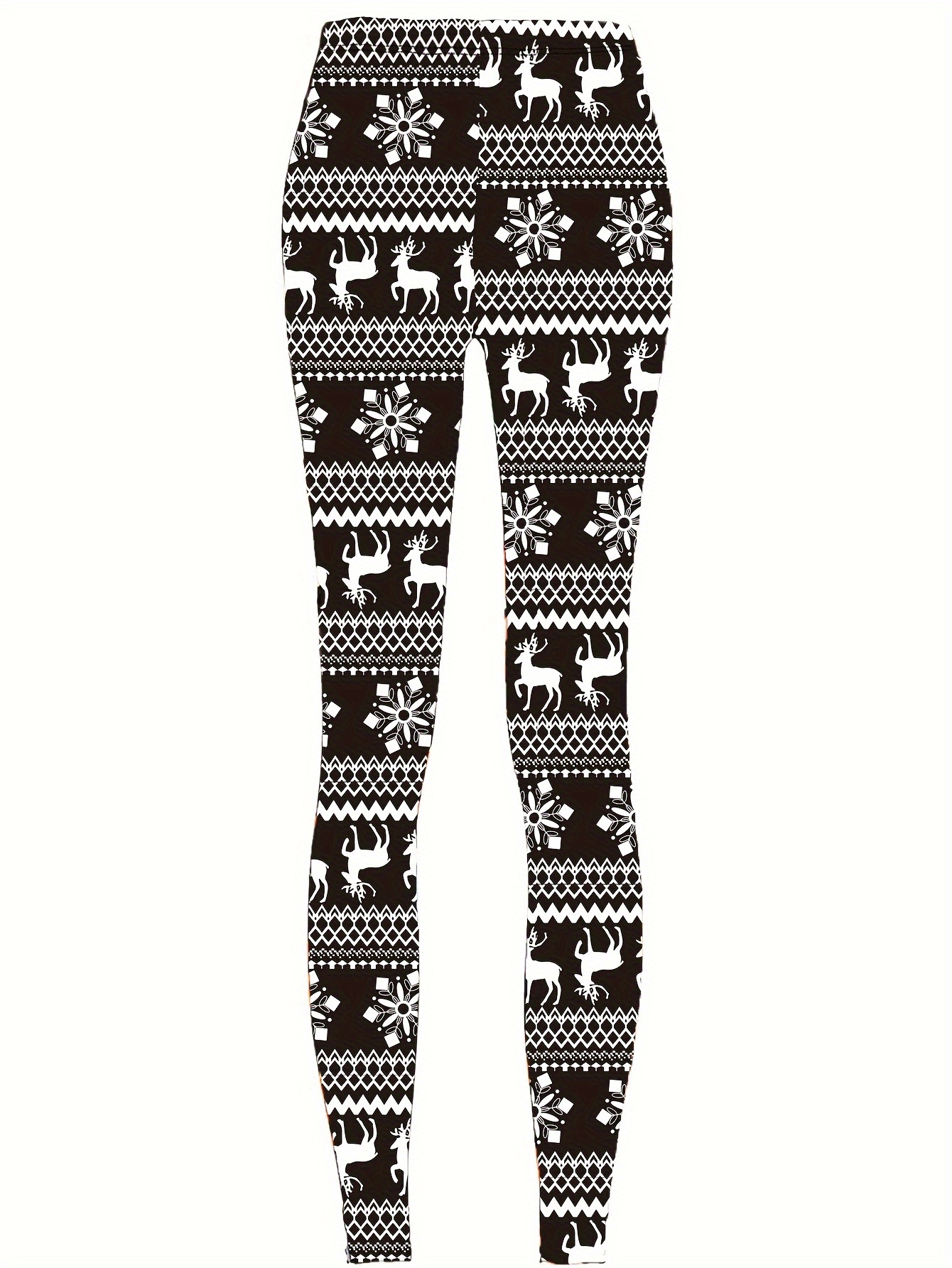 Christmas Snowflake Print Leggings Casual Skinny Long Length - Temu Canada